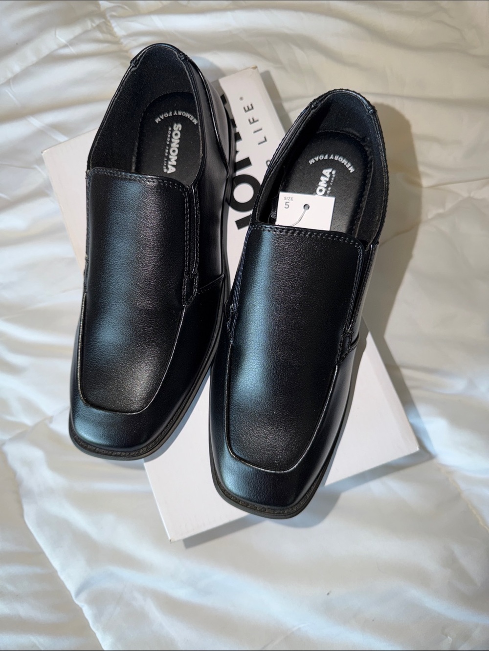 Boy’s Sonoma Black Square-Toe Slip-On Dress Loafers